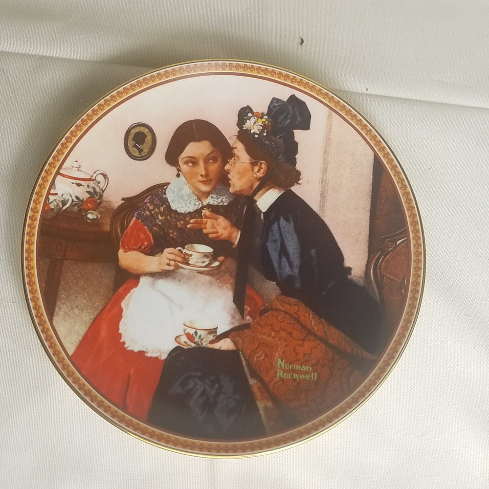 Knowles Norman Rockwell Collector Plate Gossiping in‎ the Alcove 1983 Excellent